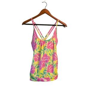 Berry Jane‎ Pink Peonies Pink and White Polka Dots Tankini Medium Top Only